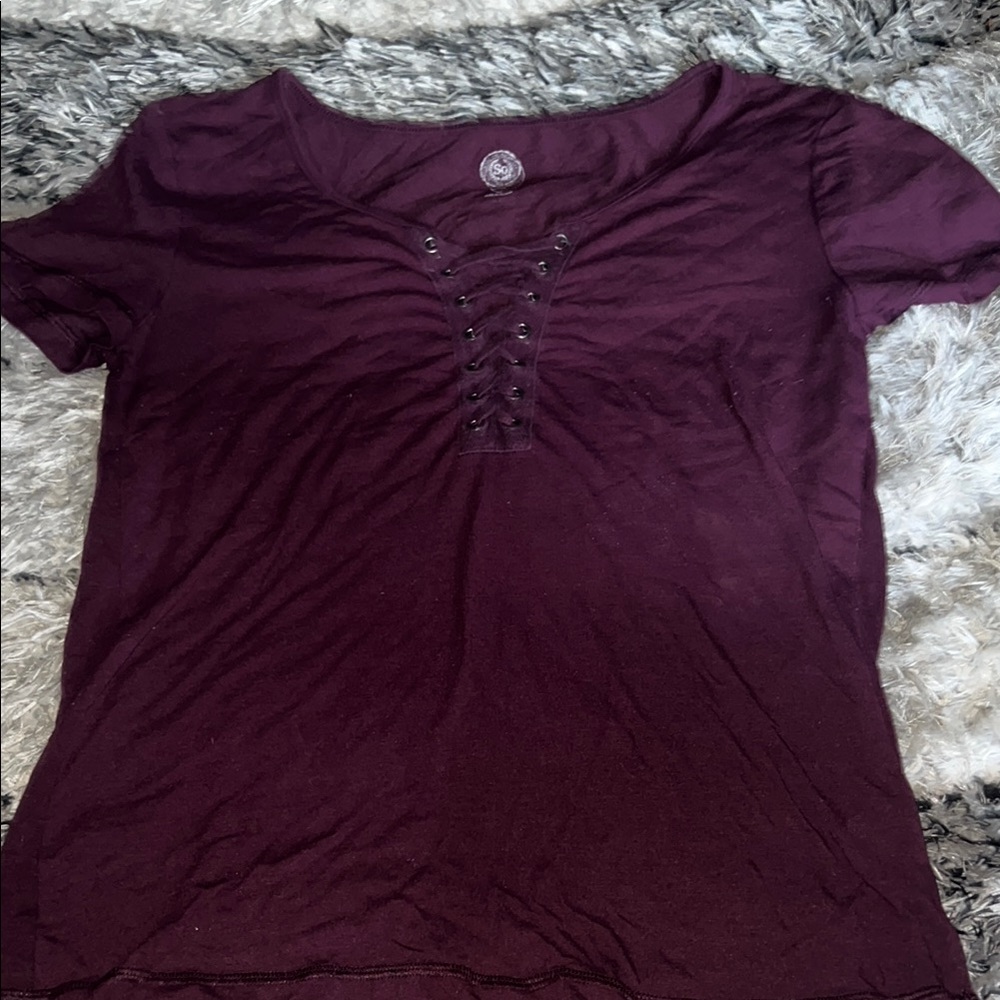 SO Purple Ruched Short Sleeve T-Shirt